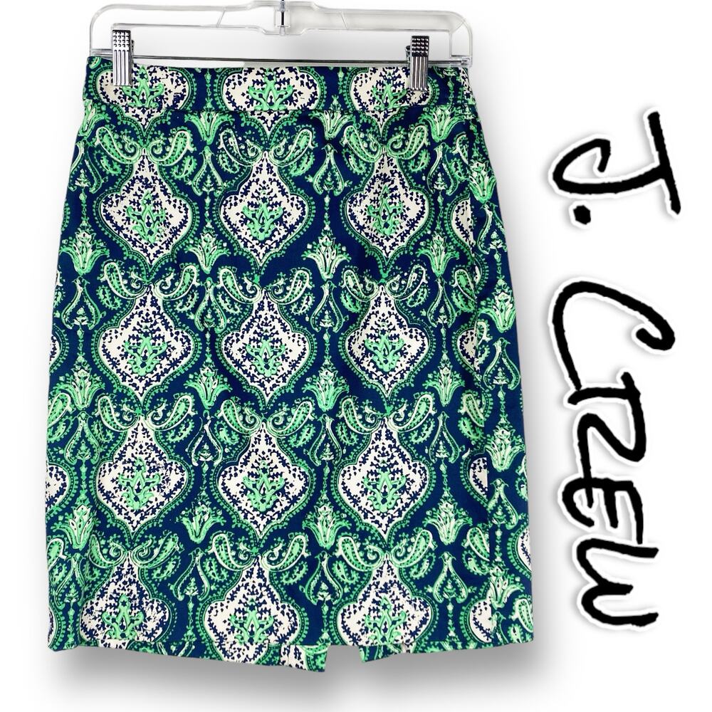 J Crew The Pencil Skirt Moroccan Print Skirt Womens Size 2